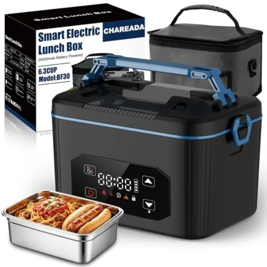 

Electric Lunch Box for Trucks and Offices, ABS Plastic, Black, 24000mAh Battery, 5-Side Heating Intelligent Temperature Control