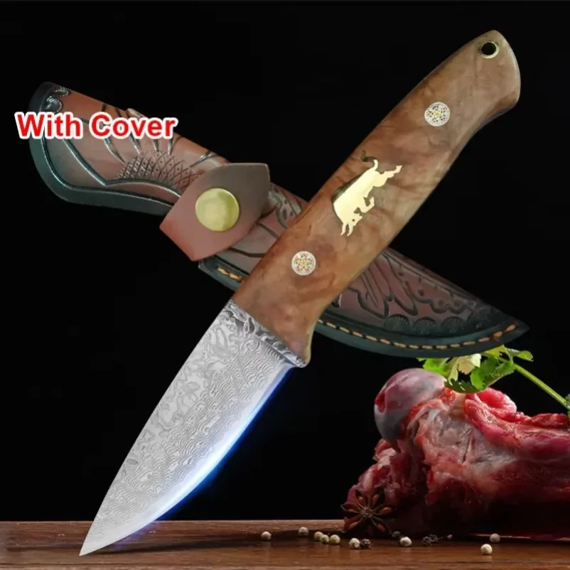 

damascus steel knife Wooden Handle Meat Cleaver Fruit for Vegetable Fish Cutting Knife Kitchen Chef Boning Knifes BBQ Knive