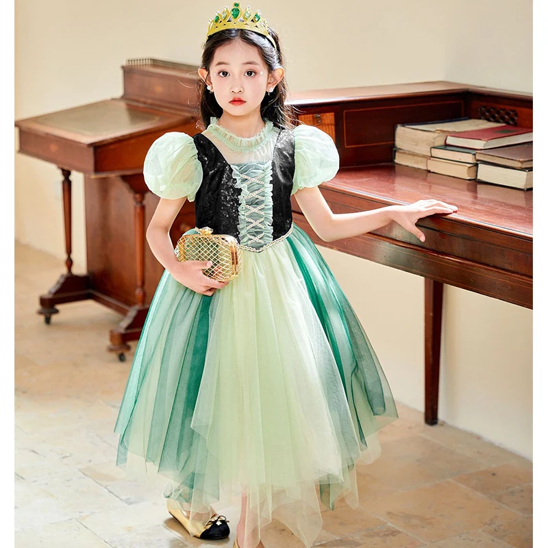 2024 Summer Fancy Girl Belle Princess Dress Festival Children Christmas Halloween Cosplay Party Beauty and Beast Fairy Costume