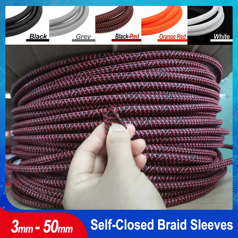 

Self-Closed PET Braided Cable Sleeve Dia.3mm ~ 50mm High Protection Wear Resistant Insulated Wire Organizer Sleeving Sheath