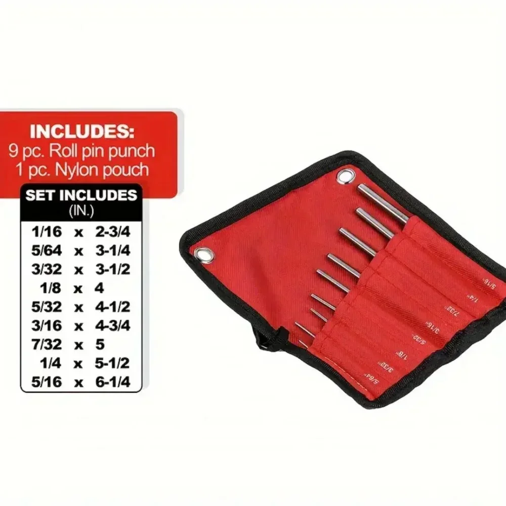 Tactical Roll Pin Punch Set, Cabeça Pins Tools, Hunting Remover Kit, Heavy Duty Steel Pistol Acessórios, Redondo, 11Pcs