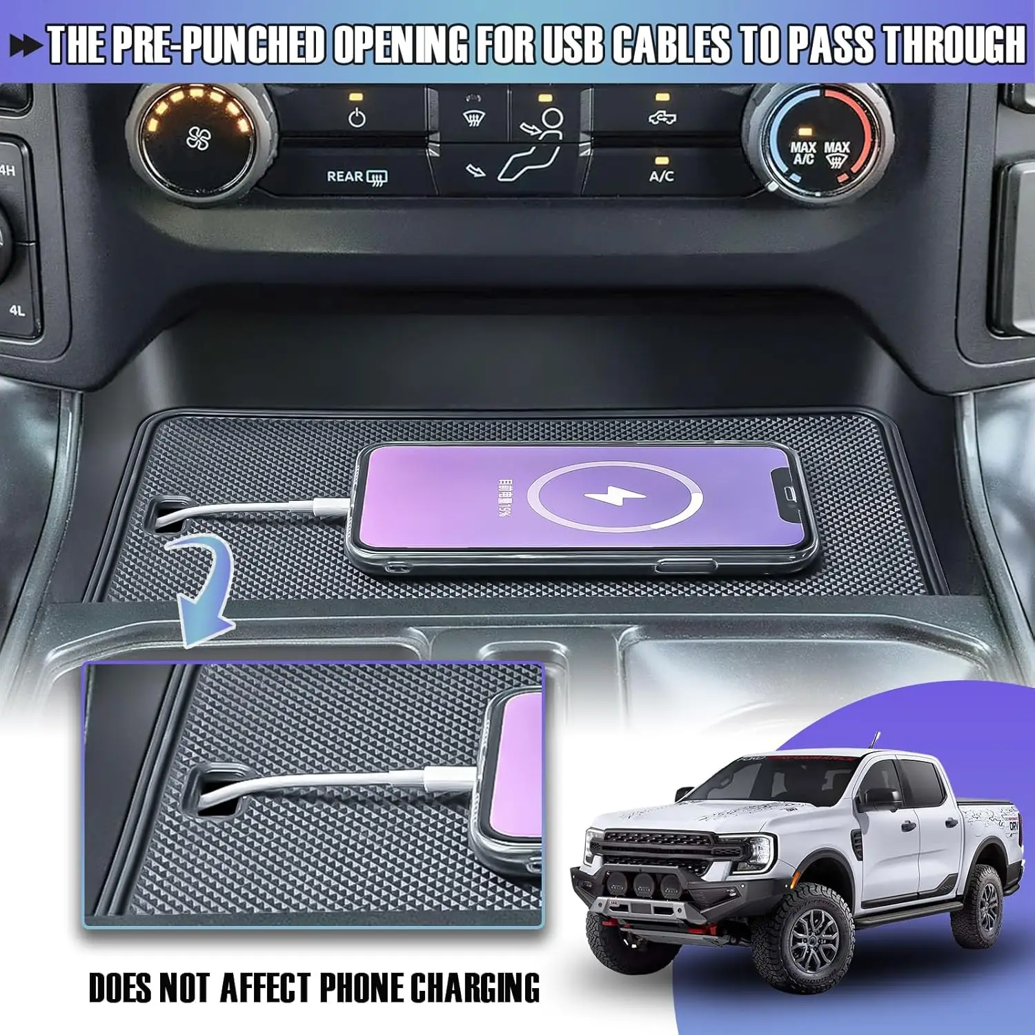 

Middle Lid Hidden Panel Secret Pocket For Ford F150 2021-2024 Center Console Secret Compartment Cover Accessories Accessories