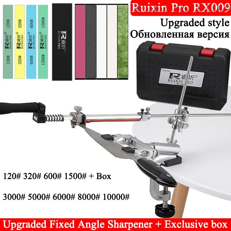 RUIXIN PRO RX009 Professional Knife Sharpener 360 degree Rotation Flip Design Aluminium Alloy Kitchen Chef Sharpening Stones Kit