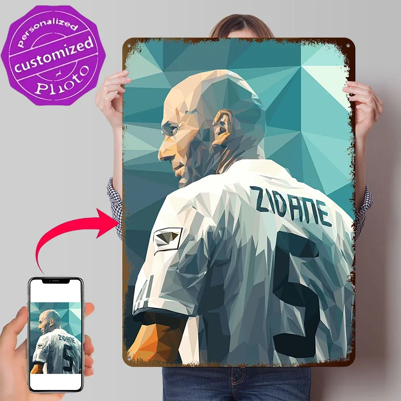 Zinedine Zidane Metal Poster Perfect Gift for Fans Lovers Customized Wall Art Metal Sign for Modern Home Decoration Ornaments