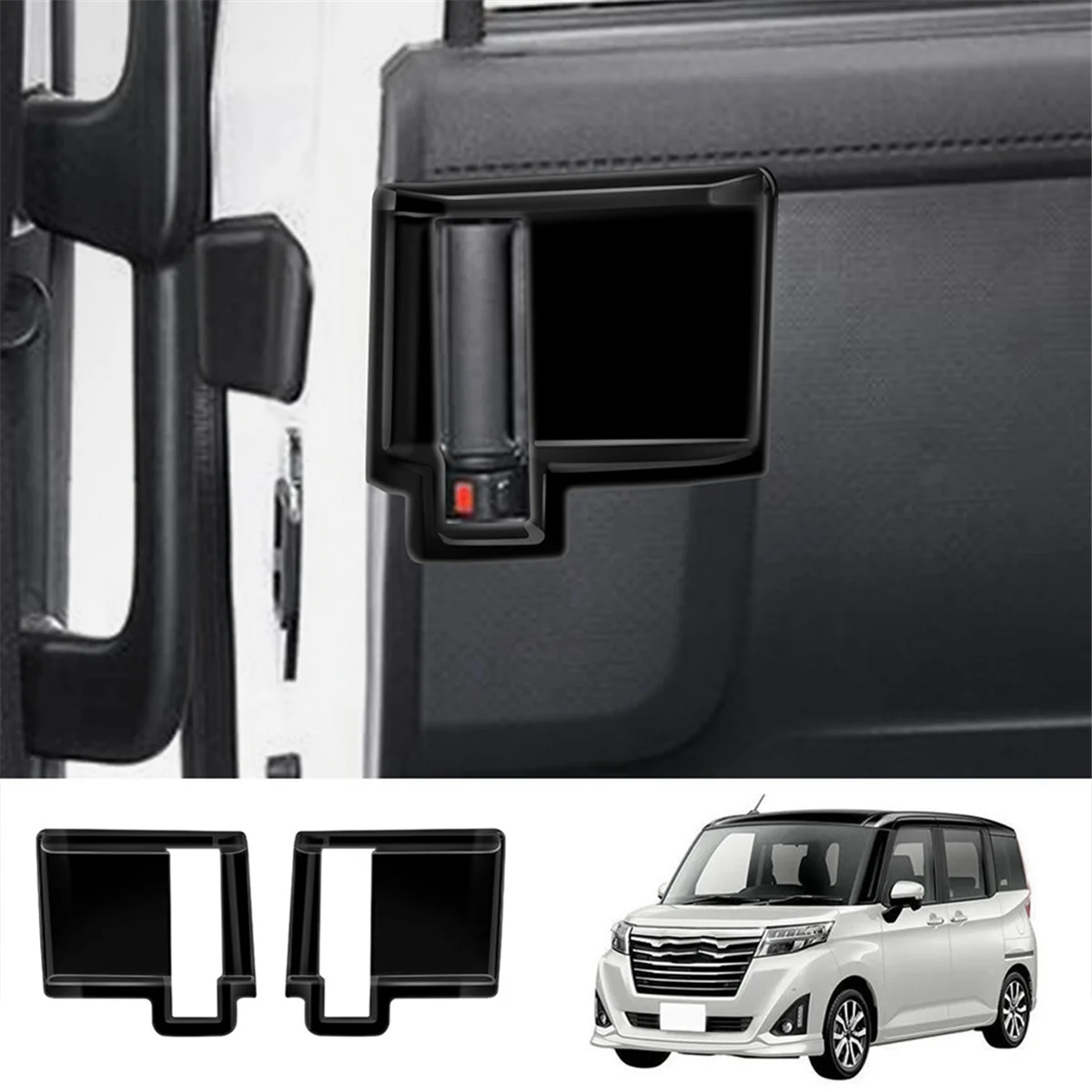 Autocollant de garniture de cadre de poignée de porte centrale de voiture, bande décorative de poignée intérieure pour Toyota ROOMY 2022, noir brillant