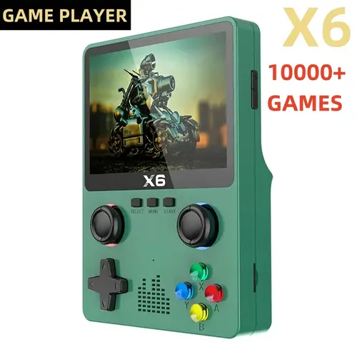 Imagen 1 del producto Consolas de videojuegos X6 con pantalla IPS de 3,5 pulgadas, videoconsola portátil con Joystick Dual, 11 simuladores, GBA, para niños