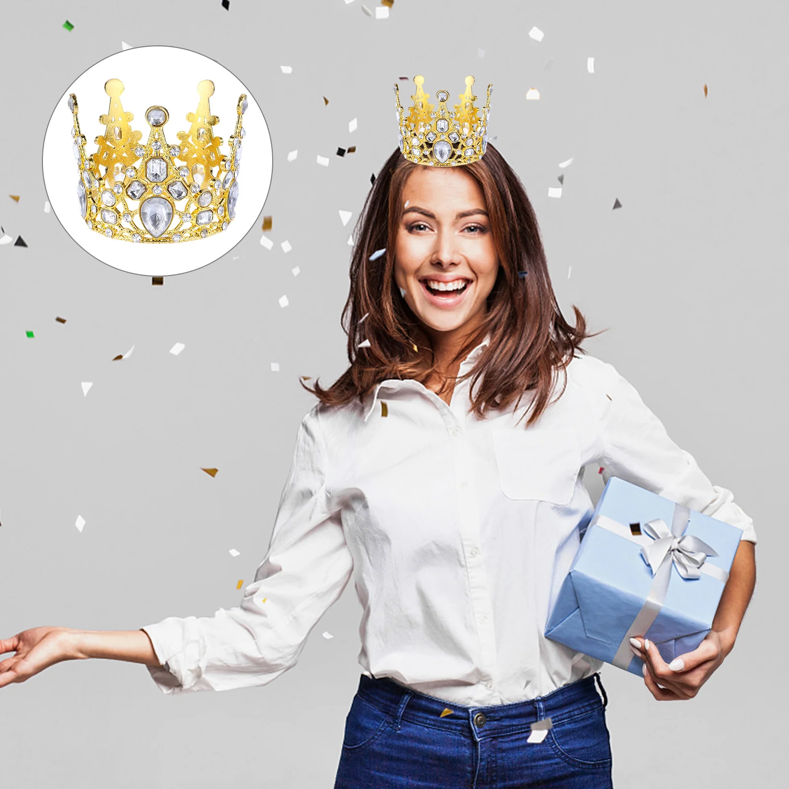 

2Pcs Birthday Crown Cake Topper Stylish Crown Shape Suitable for Cupcake Cake Dessert Birthday Baby Shower Wedding Party