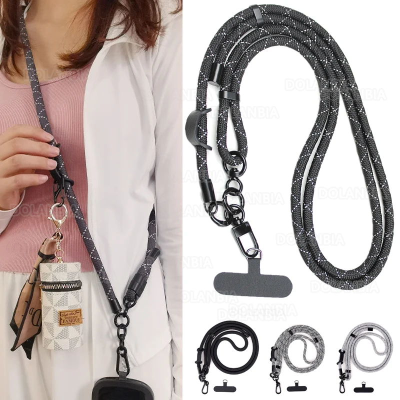 150CM Length Phone Lanyard Adjustable Detachable Neck Cord Outdoor Universal Crossbody Strap Card Clip for Mobile Phone Case