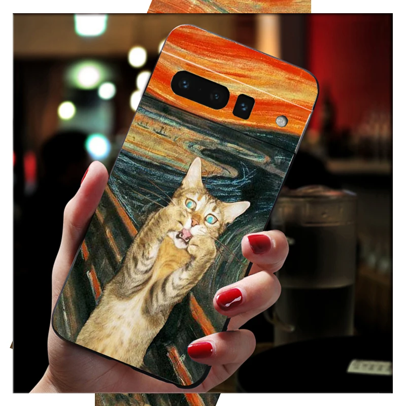 

Phone Case for Google Pixel 10 9 Pro XL 9A 8 7 6 Pro Pixel 8A 7A 6A Pixel 8 7 6 5 Scream Cat Dog Art Case Funda