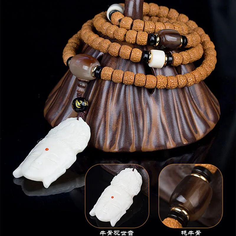 Nepal Scale Small Bodhi 108-Piece Bracelet Qilin Pattern Unisex Buddhist Prayer Beads Necklace
