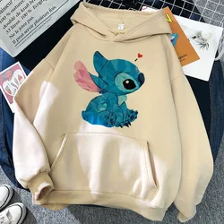 90s Disney Lilo Stitch Funny Cartoon Winter Hoodies Women Harajuku Cute Stitch Anime Sweatshirt Manga Streetwear Hoody Female