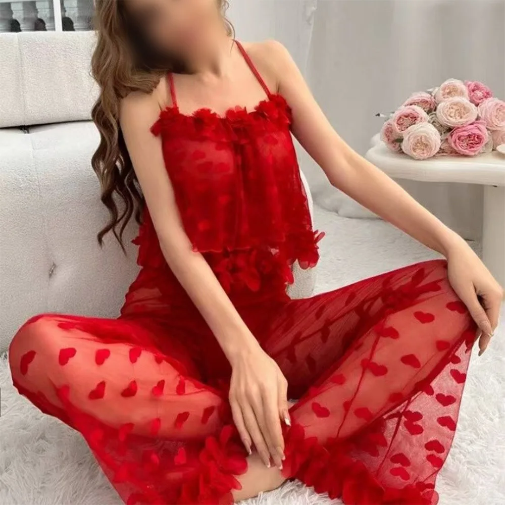 

Pajamas For Women Fashionable And Sexy See-through Sexy Bikini Lace Sexy Nightgown Solid Color Quick Dry Sleepwear For Sleeping