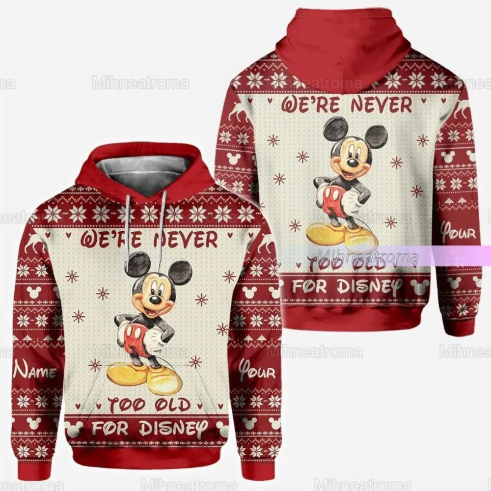 2026 neue Disney Cartoon 3D Digitaldruck Mickey Maus Muster Hoodie Täglich Casual Pullover Straße männer Hoodie