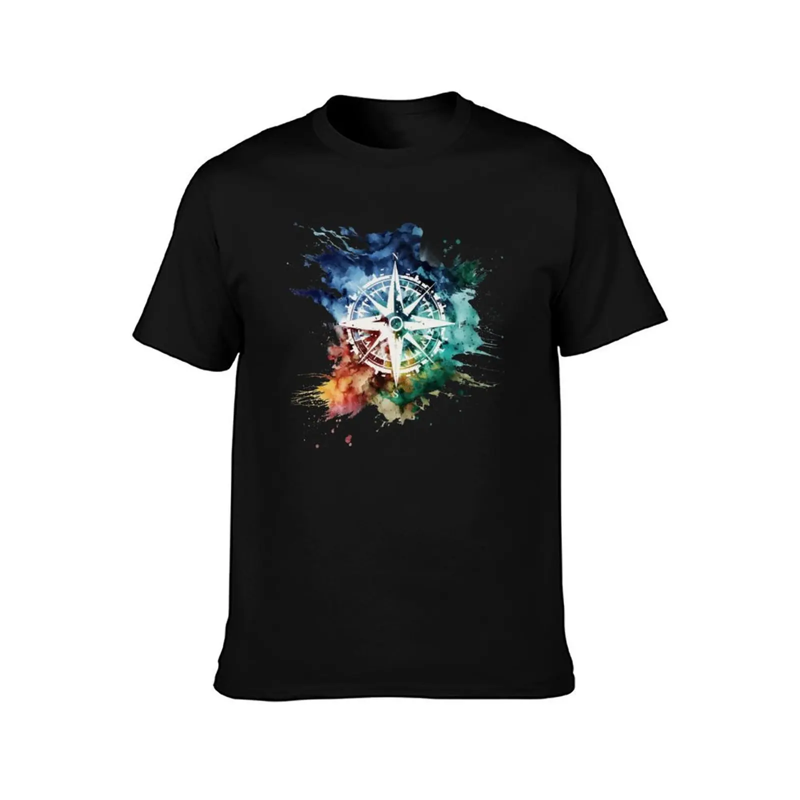 Travel Colorful Compass T-Shirt Everyday Wear Basic Short Sleeve Top T-Shirt