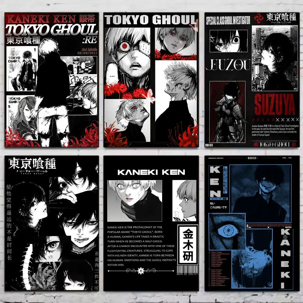 Anime T-tokyo Ghoul Poster Poster Vintage Wall Art Aesthetic Room Decor Print Living Room Bedroom Home Decoration