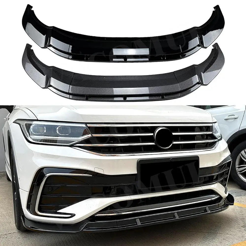 VACOMUL ABS Carbon Car Front Bumper Splitter Lip Diffuser Spoiler Guard Body Kits Accessories For Volkswagen Tiguan Rline 2021+