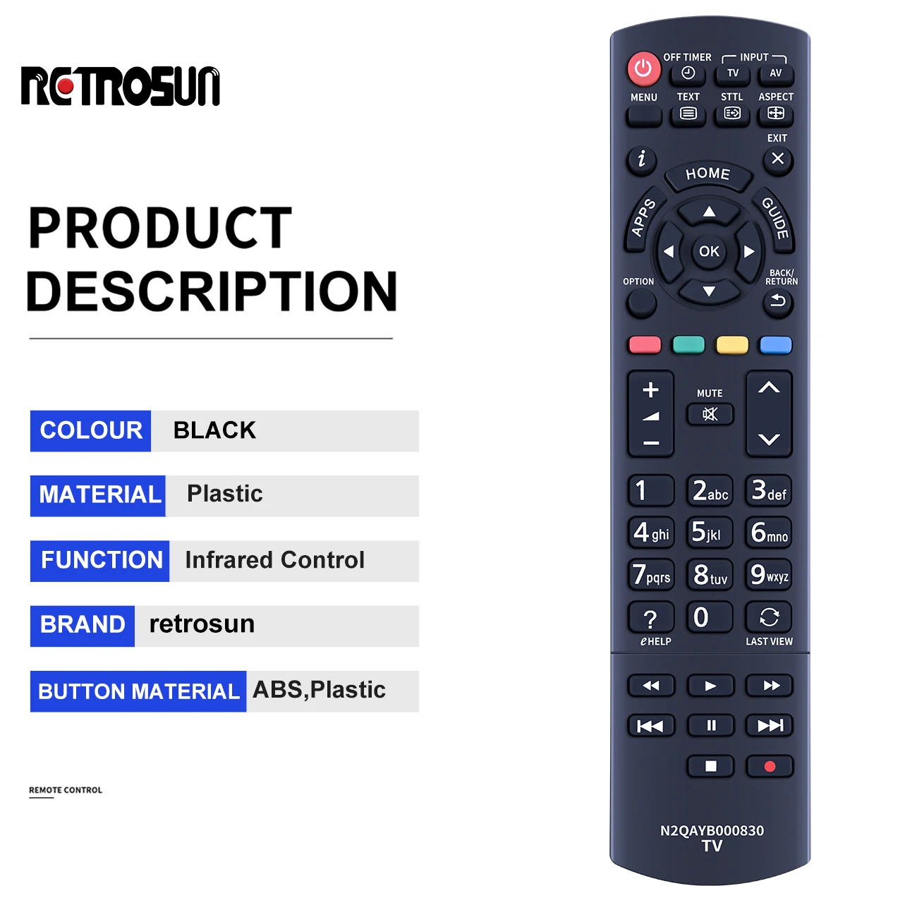 รีโมทคอนโทรลทีวี N2QAYB000830ของแท้ใหม่สำหรับ Panasonic TX-L39E6B H-LR42E6 TX-L24XW6 TX-L39EW6 TX-L39EF62 TX-L39E6BK TX-L32E6Y