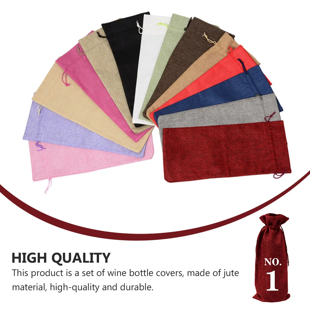 

10 Pcs Bottle Bag Set Jute Material Durable Practical Blind Tasting Gift Pouches Numbered Linen Bags Christmas Party