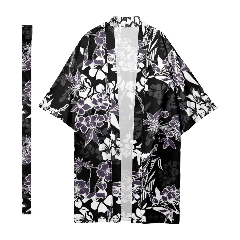

Traditional Kimono Shirt Men's Japanese Sakura Pattern Long Kimono Fashion Cardigan Men's Samurai Costume Kimono Yukata Jacket 2