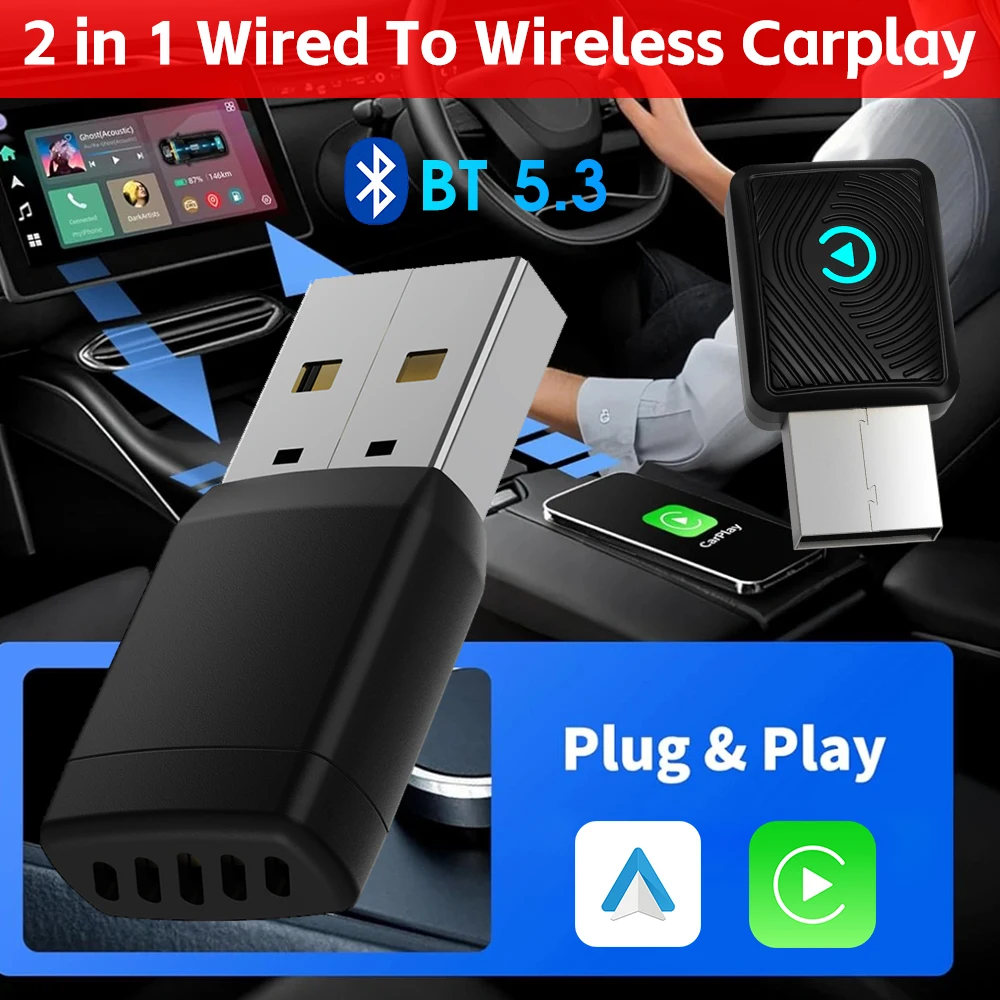 

Проводной и беспроводной Carplay и Android Auto CarPlay Dongle BT 5.3 Автомобильные интеллектуальные системы для проводных автомобилей CarPlay Android Auto