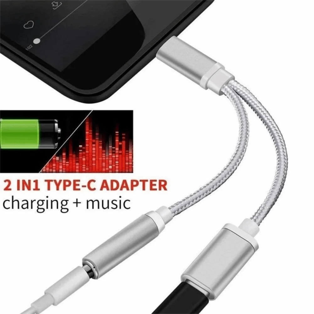 Adapter 2 In 1 3.5mm Jack Digital Cables Aux Cable Audio Cables Type C To 3.5 mm Adapter Usb C Cable Type-C To 3.5mm Connector