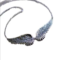 Vintage Angel Wings Feather Choker Big Pendant Aesthetic Link Chains Statement Necklace for Women Collar Wedding Tribal Gift 6