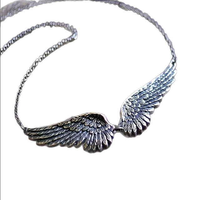 Vintage Angel Wings Feather Choker Big Pendant Aesthetic Link Chains Statement Necklace for Women Collar Wedding Tribal Gift 6 Vintage Angel Wings Feather Choker Big Pendant Aesthetic Link Chains Statement Necklace for Women Collar Wedding Tribal Gift 6