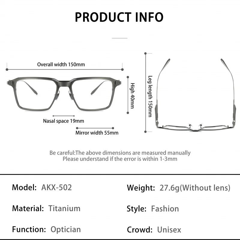 2026 New High Quality AKONI-Style Pure Titanium Large Business Eyeglasses Frame AKX502 for Man Textured Temple Trim Eyewear