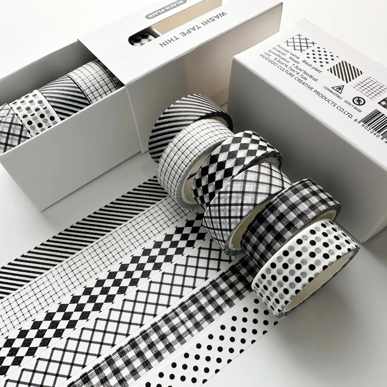 6 rollen Retro Grid Series Tape Decoratieve tape Dagboek Scrapbook DIY Tape Briefpapier Ambachtelijke materiaaltape