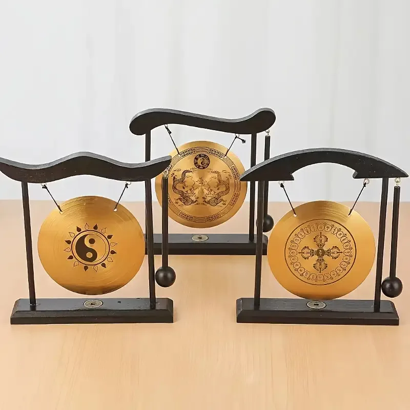 Brass Zen Meditation Gong w/ Yin-Yang Design - Soothing Percussion for Yoga/Sound Relaxation, Home/Office Decor