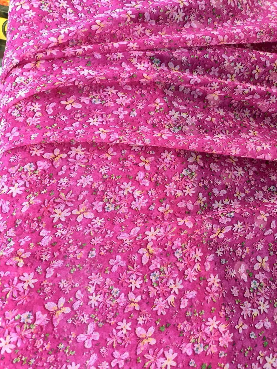 Georgette Real 100% Mulberry Silk Fabrics Plant Flowers Purple Pink Silk dress telas liberty Cloth stof per meter 10mm tissus