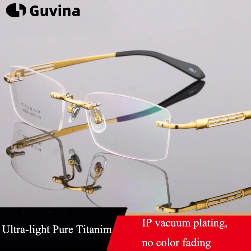

Ultra-light Pure Titanium New Rimless Glasses Frame Anti-blue Light Optical Frames Customize Prescription Eyeglasses for Men