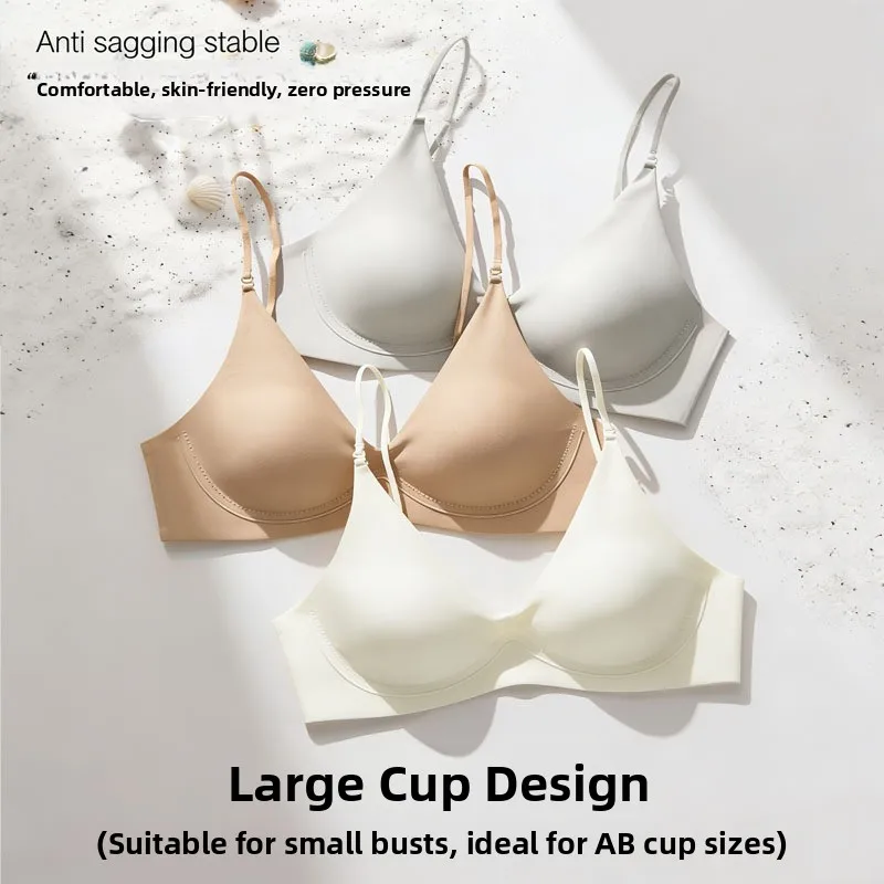 KUCLUT Breathable Soft Support Backless Bra Women Summer Seamless Nylon Underwear Firming Side Breast Reduction Anti-Sag...