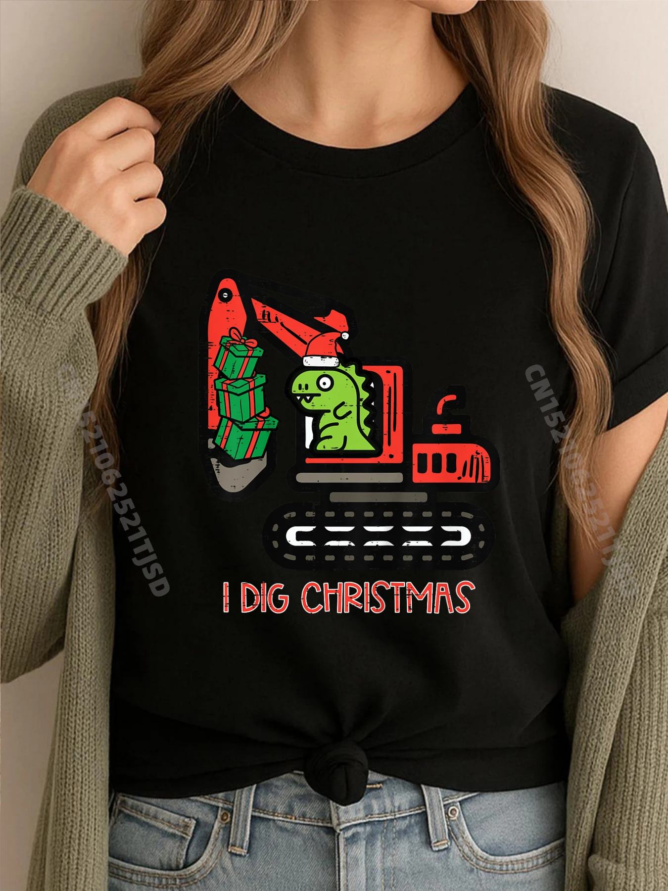 

Дети I Dig Christmas Excavator Dino Xmas Construction Розовые футболки с рисунком для маленьких мальчиков, женские дешевые эстетические футболки