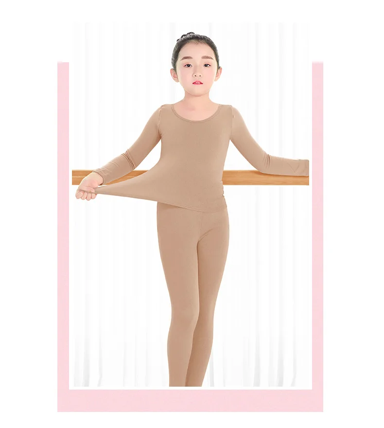 Gymnastics Ballet Performance Underwear Sets Winter Girls Costumes Invisible Nude Color For Kids Ballet Dance Thermal