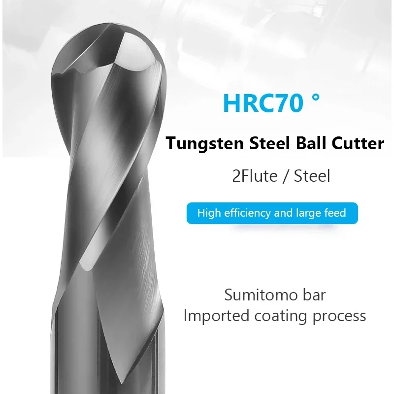 Fraises en bout de carbure 4 coins de cannelure arrondi R Bullnose HRC70 CNC fraisage en tungstène boule nez Surface usinage outils de routeur en métal