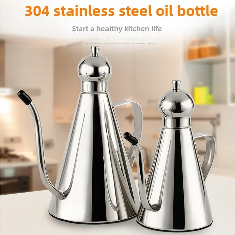 

304 Stainless Steel Oil Vinegar Dispenser Non-toxic Dustproof Seasoning Condiment Storage Container Kitchen Teapot Accessory