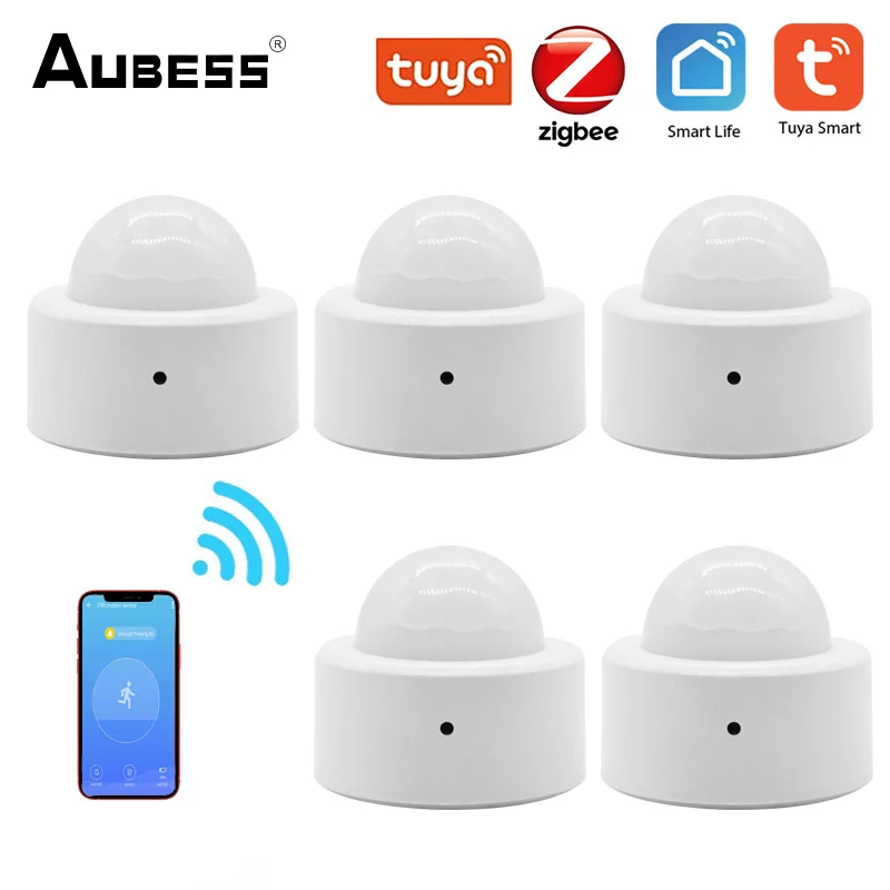 Tuya Zigbee Sensor de Movimento PIR Mini Movimento Inteligente Do Corpo Humano Detector Sem Fio Infravermelho Trabalho De Alarme De Segurança Doméstica Com Gateway