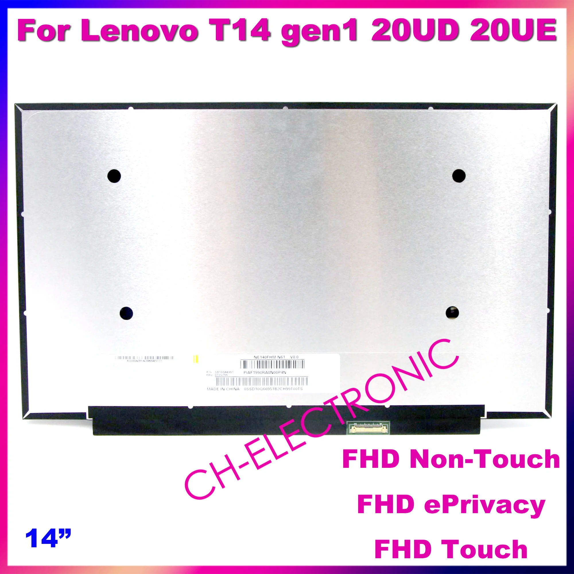 

13.3" For Lenovo ThinkPad T14 Gen 1 20UD 20UE FHD LCD Laptop Replacement Screen Display Panel 01YN155 5D10V82345 5D11A22491