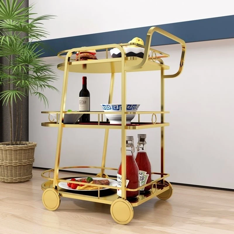 Drink Trolley Luxury Cleaning Cart Housekeeping Hotel Cocktail Side Table Wagon Climatiseur Air Froid Puissant Hotel Hand Bar