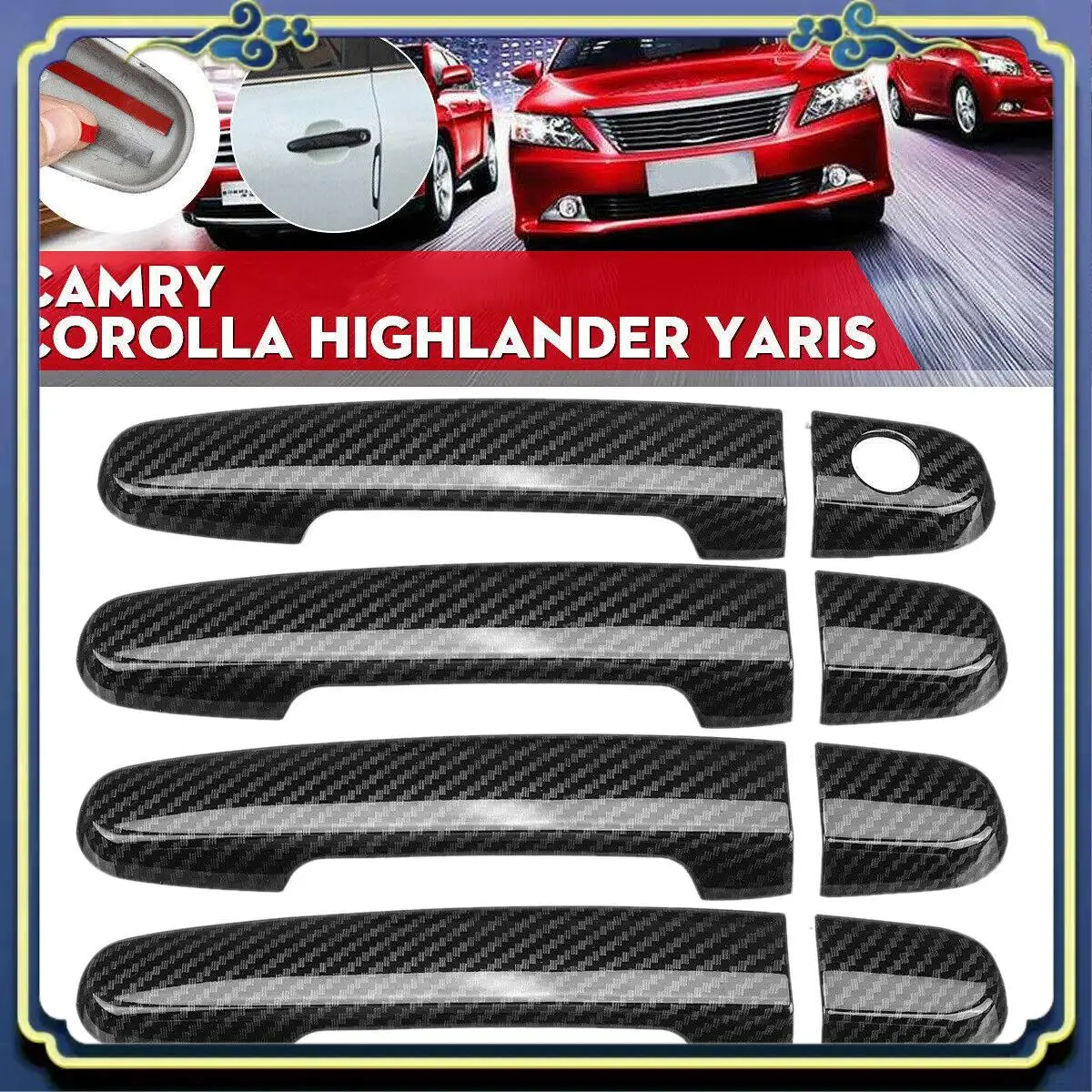 

AU16-Углеродное волокно, накладка на дверную ручку для Toyota Camry 2002-2006 Corolla 2003-2011 RAV4 Scion