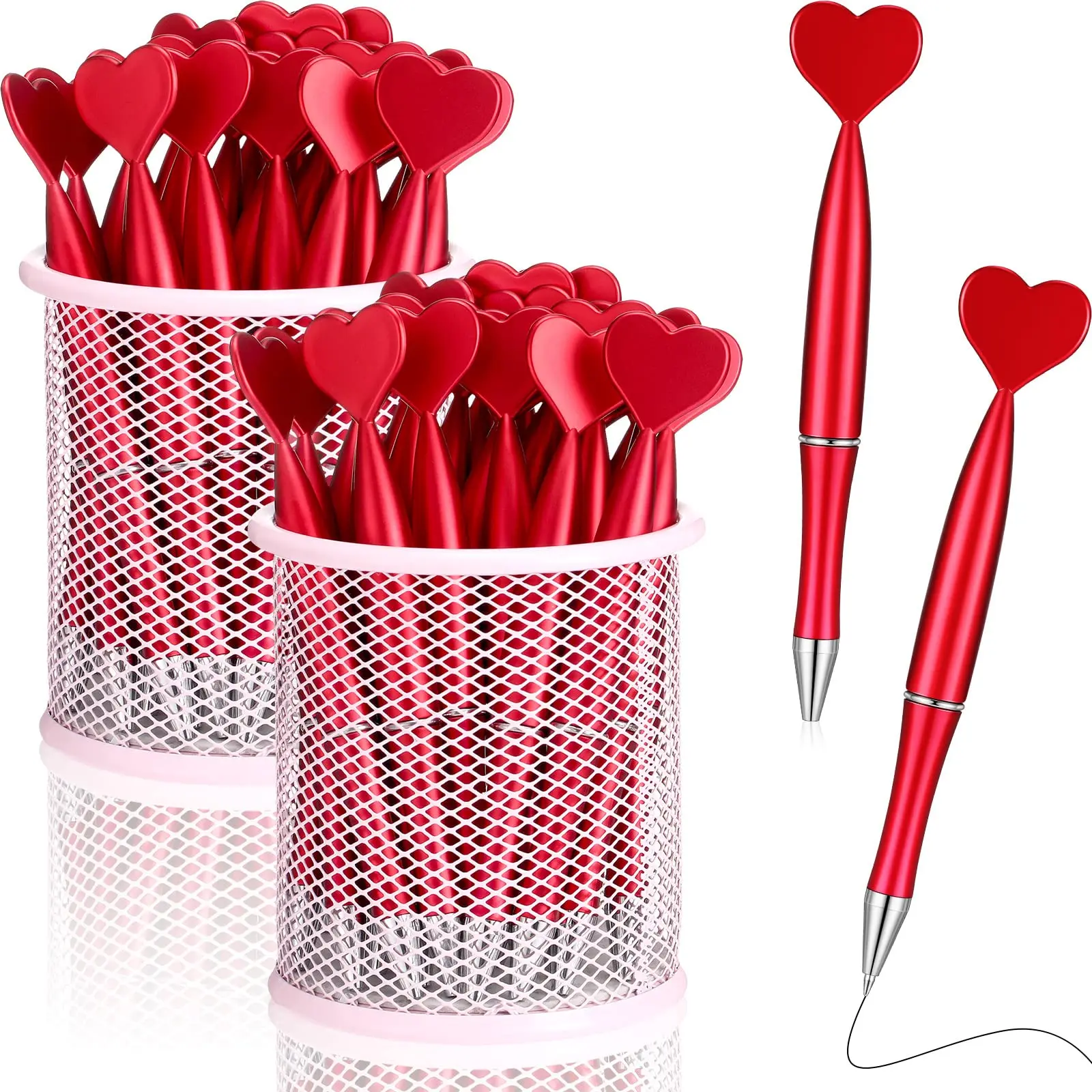 10-100Pcs Valentine's Day Heart Shape Pens Black Gel Ink Rollerball Pens for Office School Supplies Gift Kids Ballpoint Pens