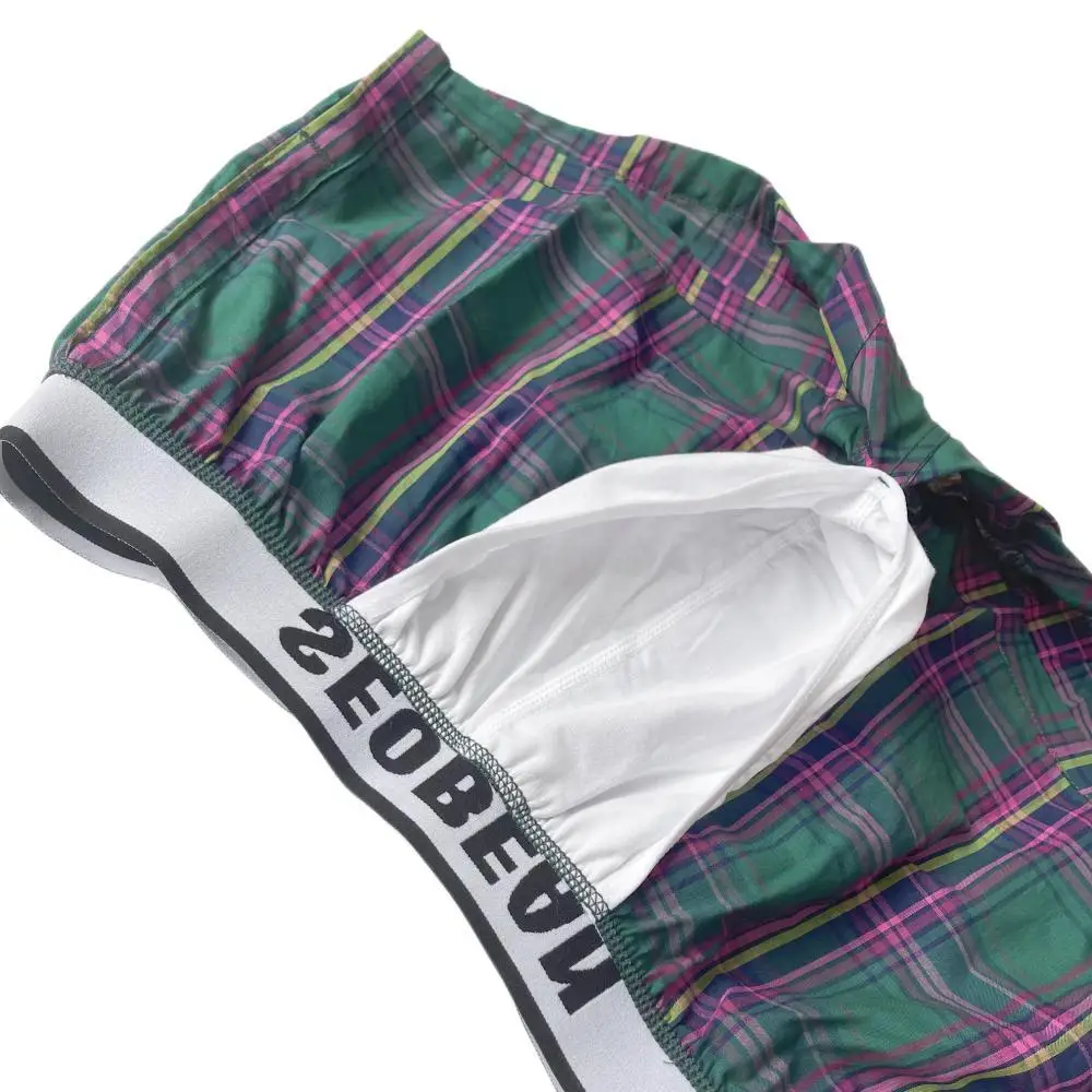 SEOBEAN Classic Plaid Mens Boxer Shorts 100% Cotton Underwear Boxershorts U convex Pouch Arrow Panties Shorts Men Sleep Bottoms