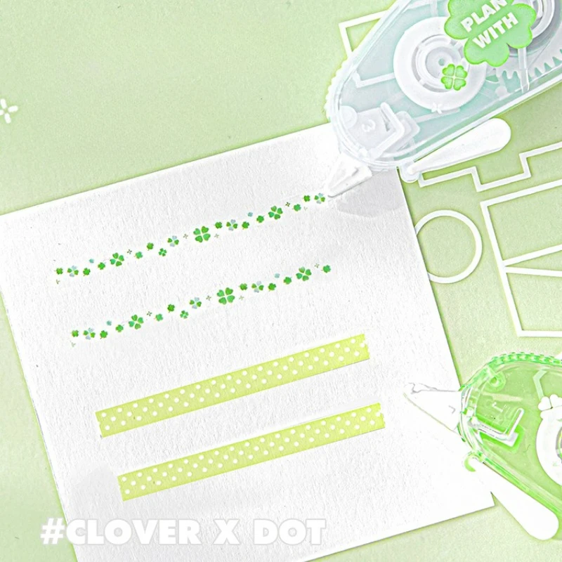 2pcs/set Leaf Clover Correction Tape Cute Decorative Glitter Tape for Journal Scrapbook Student Notebook Highlighter Decor Tape