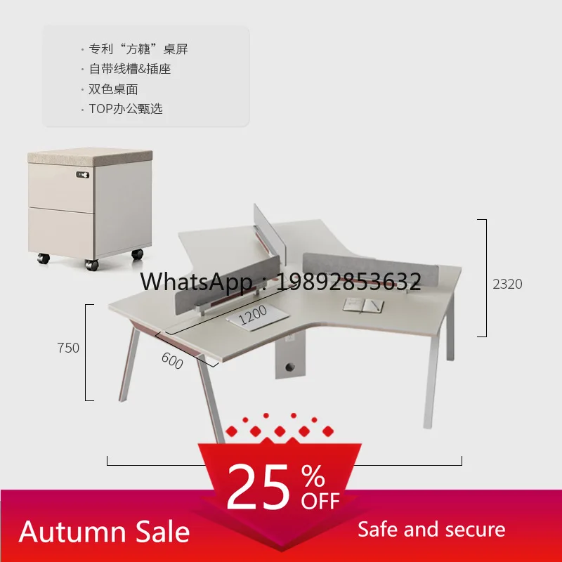 CZ Office Desk Employee Position Open Creative Card Seat Staff Office Desk and Chair Combination