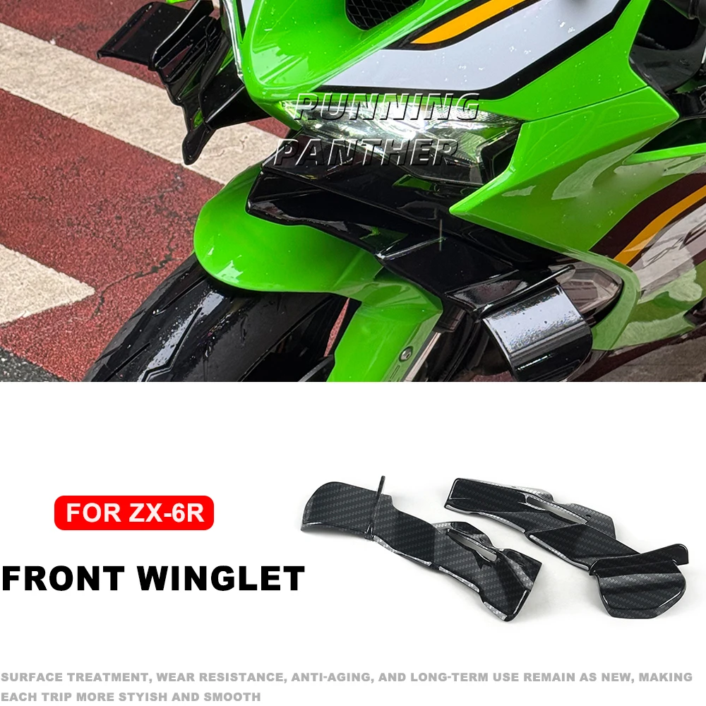 

New For Kawasaki ZX - 6R Motorcycle Carbon Fiber Front Lip Spoiler Wing Downforce Aerodynamic Fairing Accessories