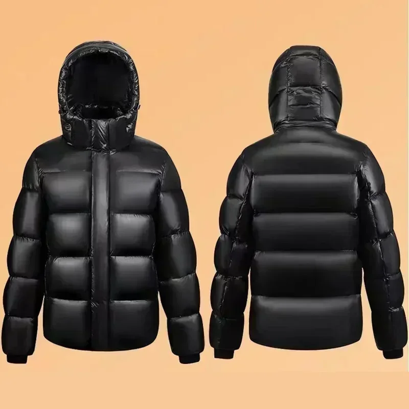 White Goose Down Jacket Black Gold Design Fashion Versatile Winter Down Jacket 2024 New Windproof Hooded Brand Men\'s Clothing