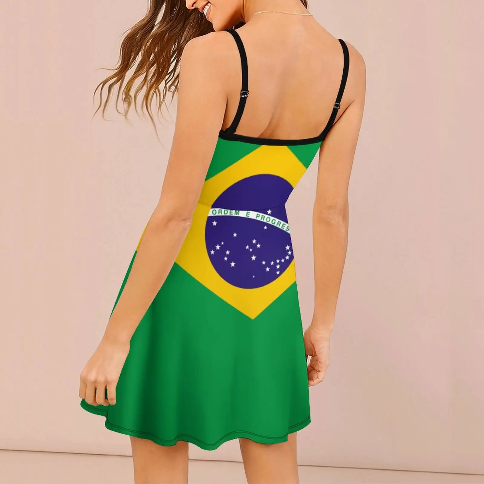 Vestido con tirantes de la bandera de Brasil para mujer, ropa Sexy clásica para fiestas, Humor