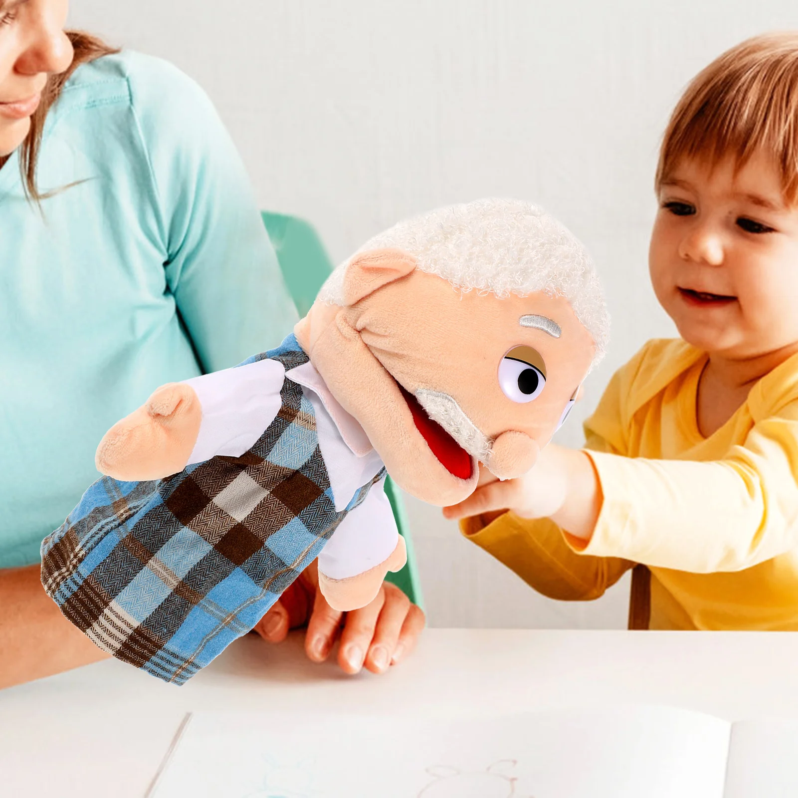 Character Hand Puppet Grandma Puppets Pa Figure Children Lifelike for Story Telling Educational Christmas Man