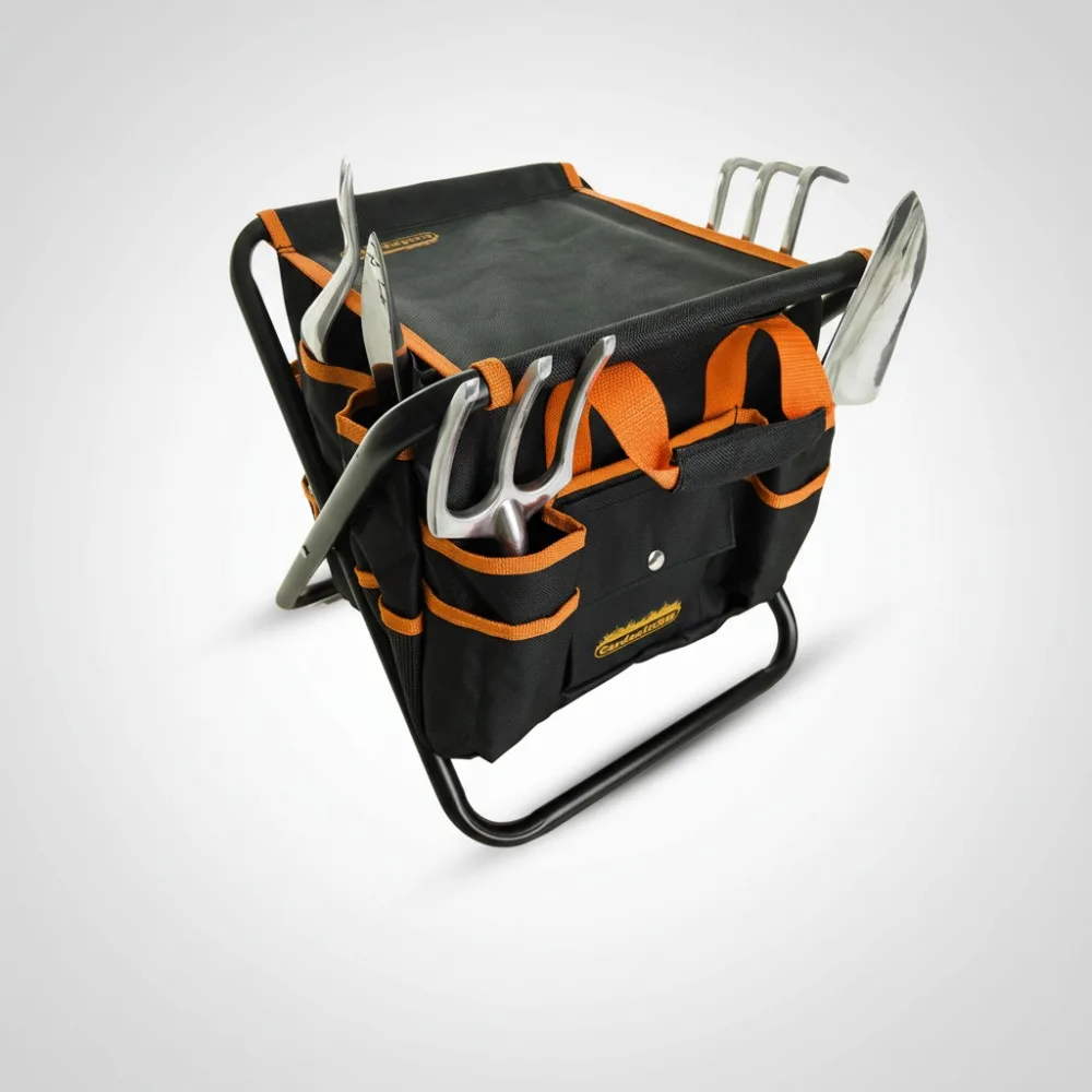 

7-Piece Stainless Steel Garden Tool Set with Folding Stool & Tote Bag - Practical Gardening Kit for Men & DIY Yard Work